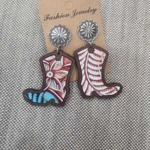 Cowboy Boot Earrings with Floral Design